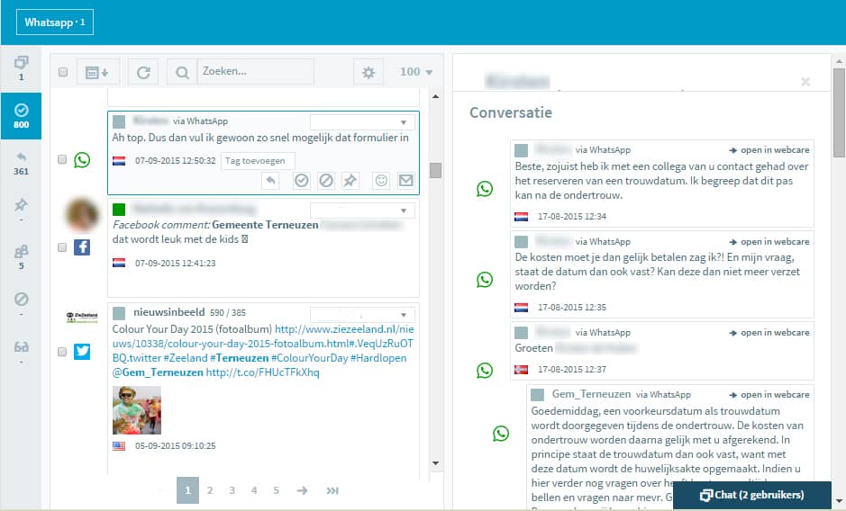 Voorbeeld webcare via Obi4wan