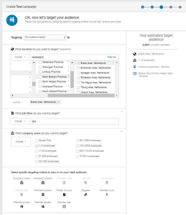 Voorbeeld overzicht sponsorred updates