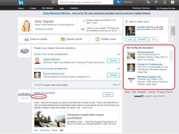 screenshot ads en sponsorred content